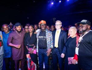 1. Governor of Edo State, His Excellency, Godwin Obaseki, Tobias Wolfgarten, Yvonne Jegede, Rex Nosa, Lancelot Imasuen, Emeka Rollas at the Ope