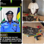 ARREST OF SUSPECTED CULTIST, RECOVERY OF RUBBER-MADE PISTOL, AXE, CRIMINAL CHARMS AND ILLICIT DRUG